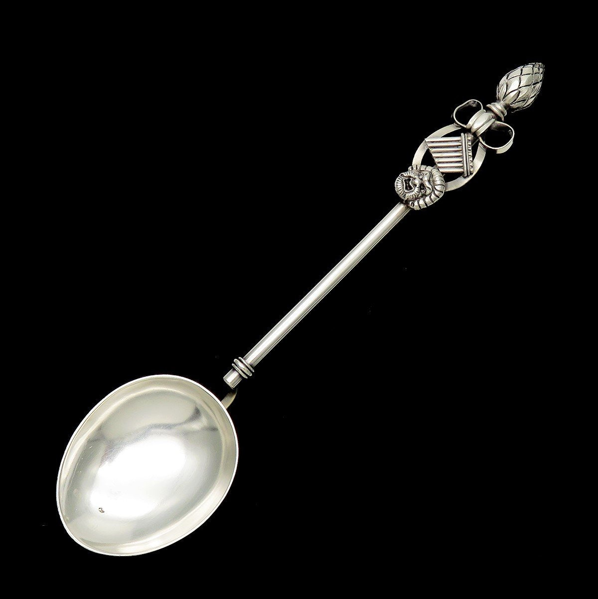 Whimsical Silver Serving Spoon Interesting Theatrical Face Pan Flute No Mono 9in