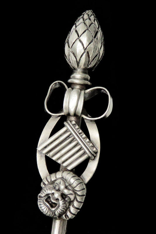 Whimsical Silver Serving Spoon Interesting Theatrical Face Pan Flute No Mono 9in