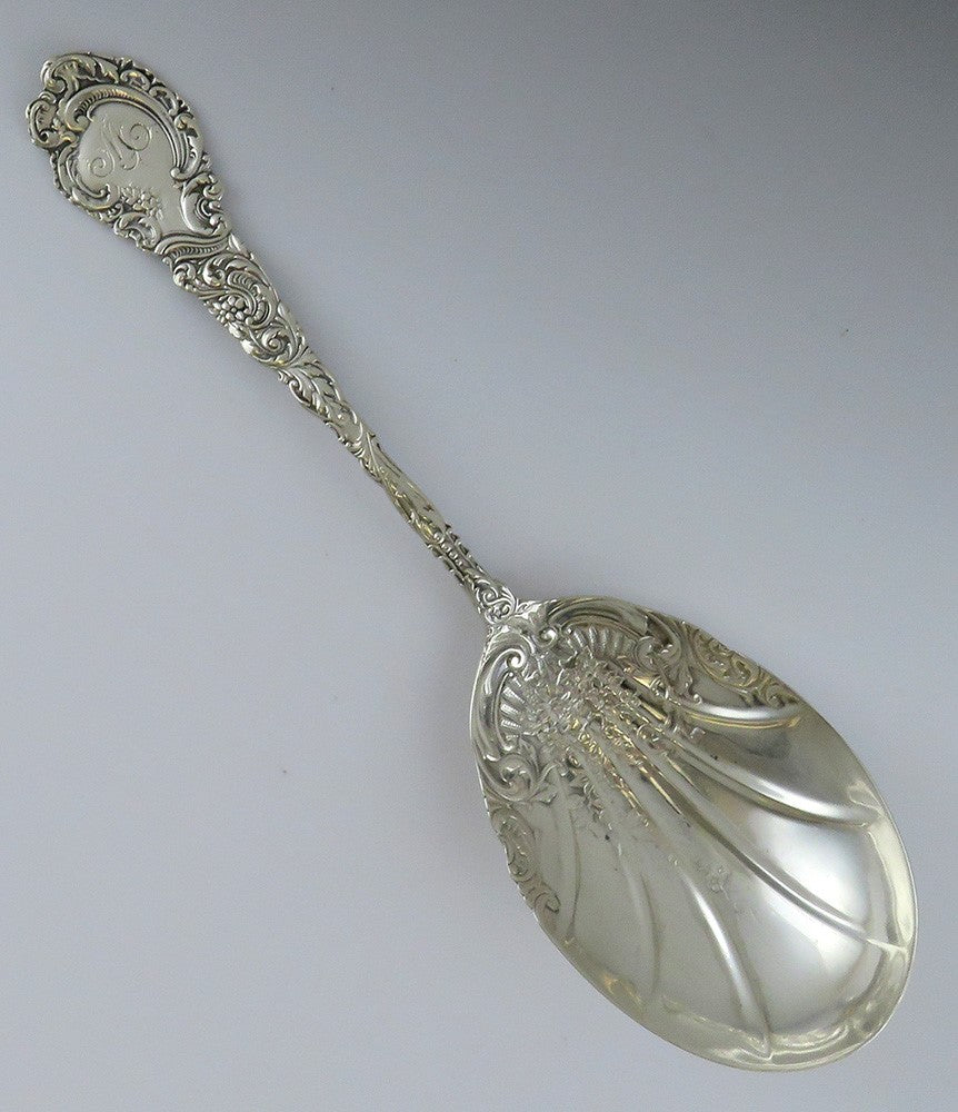 Antique Art Nouveau Flower Sterling Silver Wallace Louvre 1893 Serving Spoon 9"