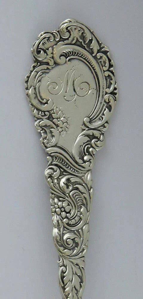 Antique Art Nouveau Flower Sterling Silver Wallace Louvre 1893 Serving Spoon 9"