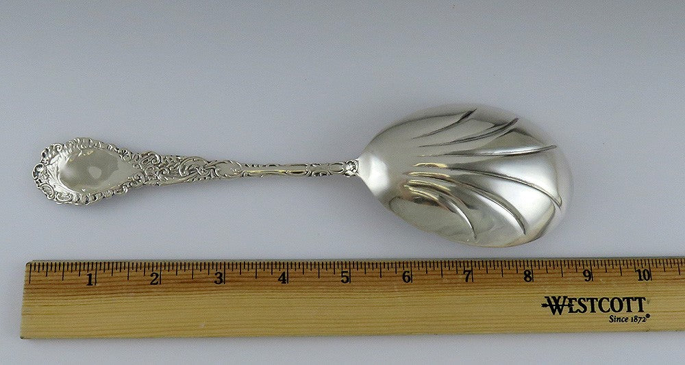Antique Art Nouveau Flower Sterling Silver Wallace Louvre 1893 Serving Spoon 9"