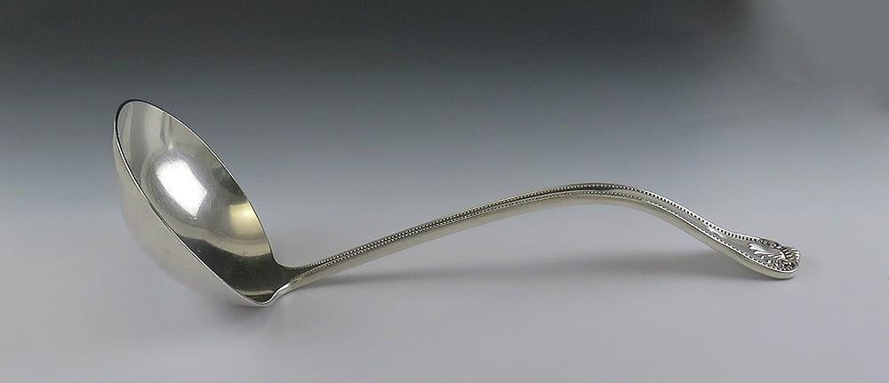 Antique Frank Smith Sterling Silver Newport Shell Soup Punch Ladle 10 1/2"