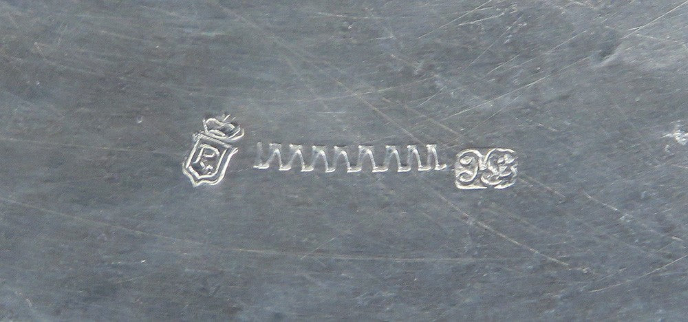 Antique c1870 Portuguese .958 Silver Hand Engraved Round Tray Platter 9 3/4"
