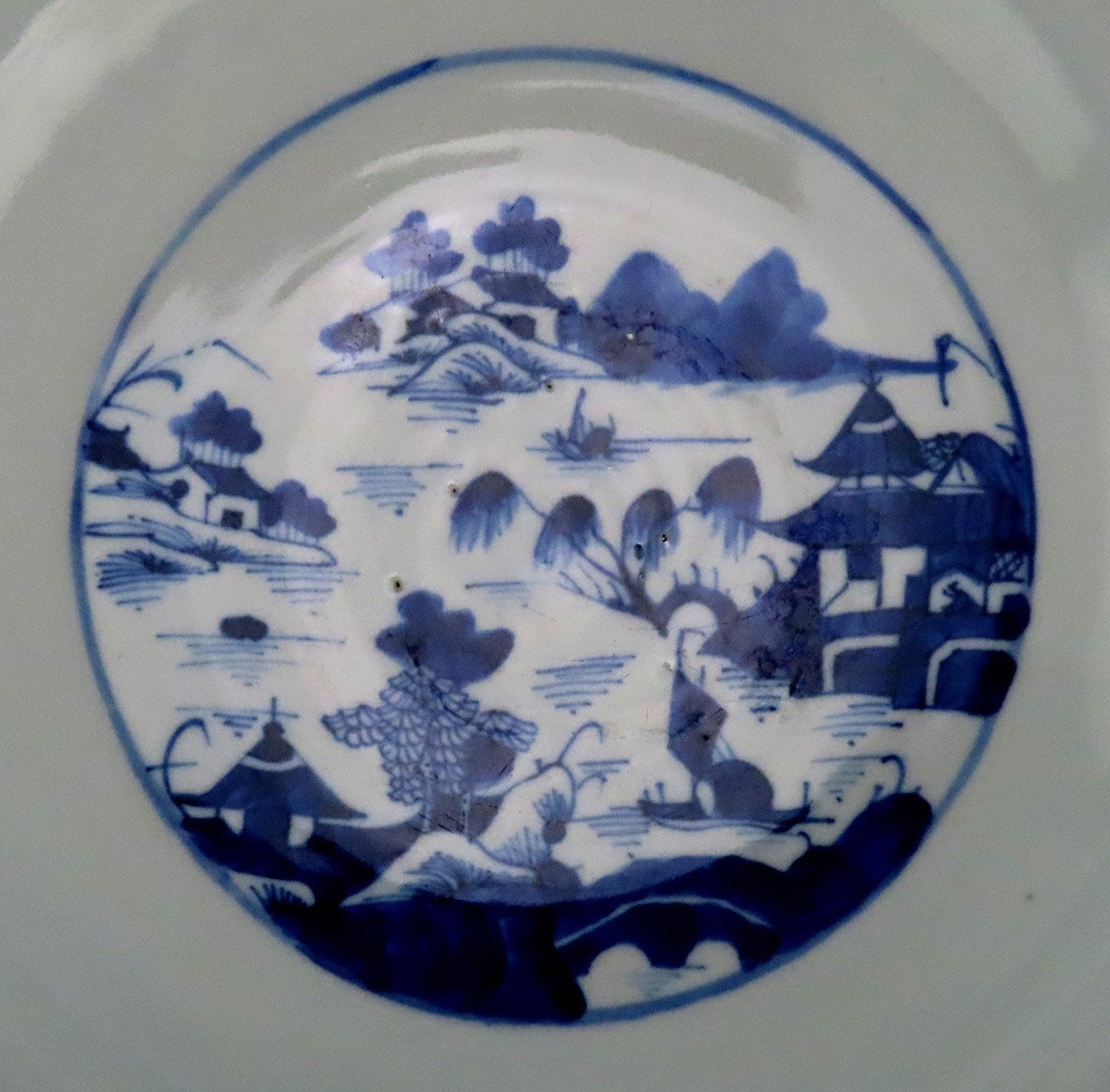 Antique Large Classical Canton China Porcelain Centerpiece Bowl 12" Diameter
