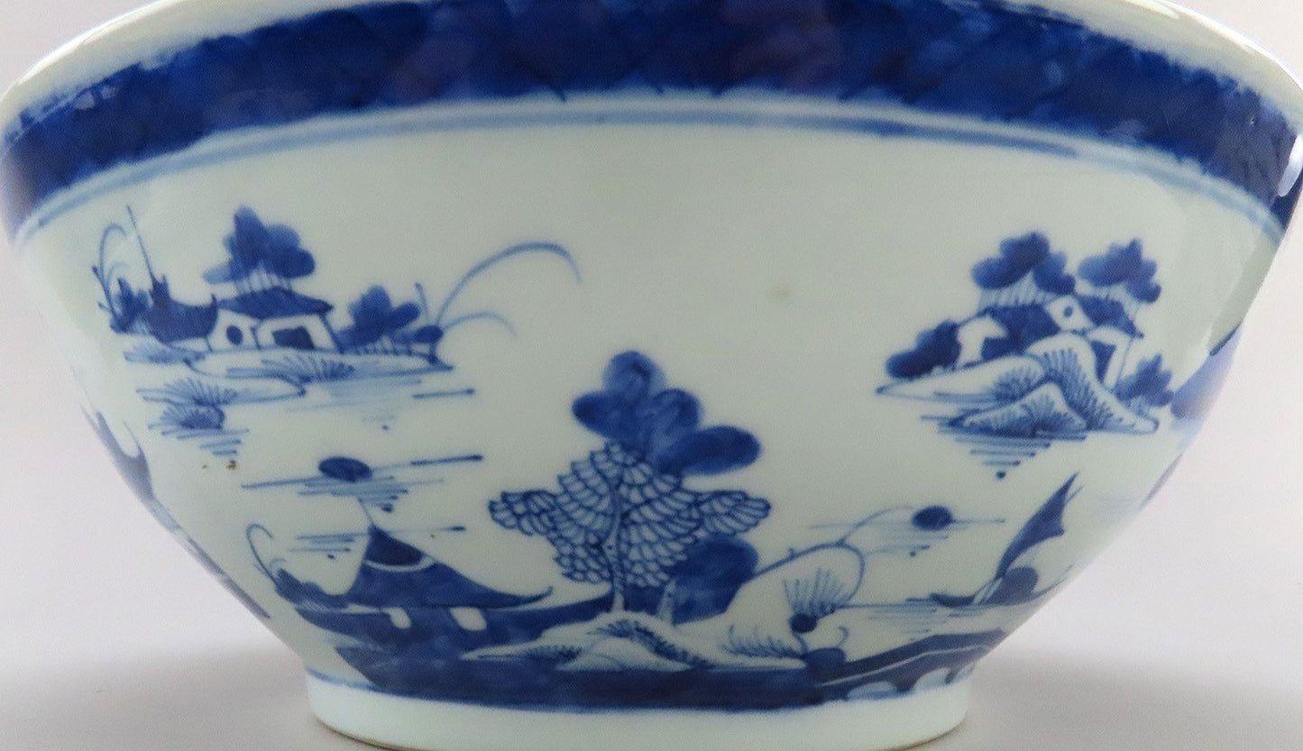 Antique Large Classical Canton China Porcelain Centerpiece Bowl 12" Diameter