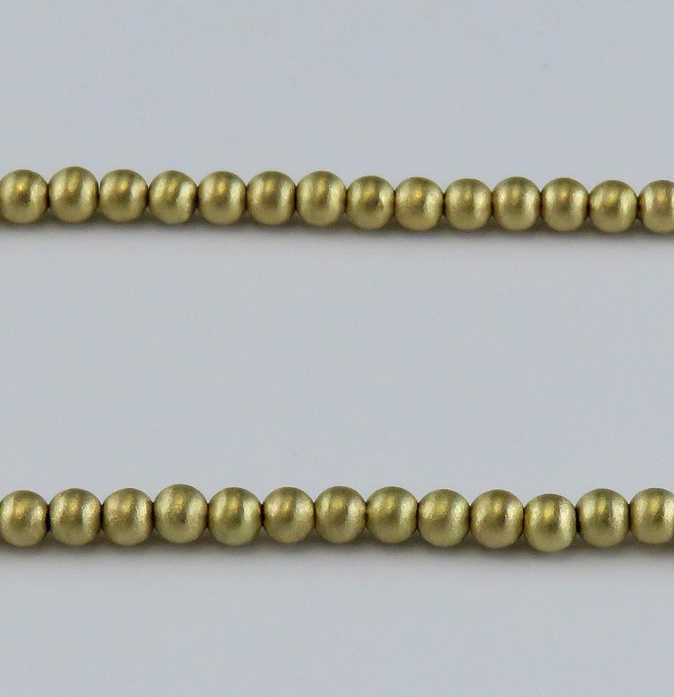 Stunning 14k Yellow Gold Brushed Texture Florentine Finish Beaded Necklace