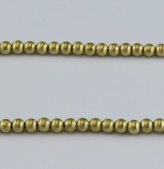 Stunning 14k Yellow Gold Brushed Texture Florentine Finish Beaded Necklace
