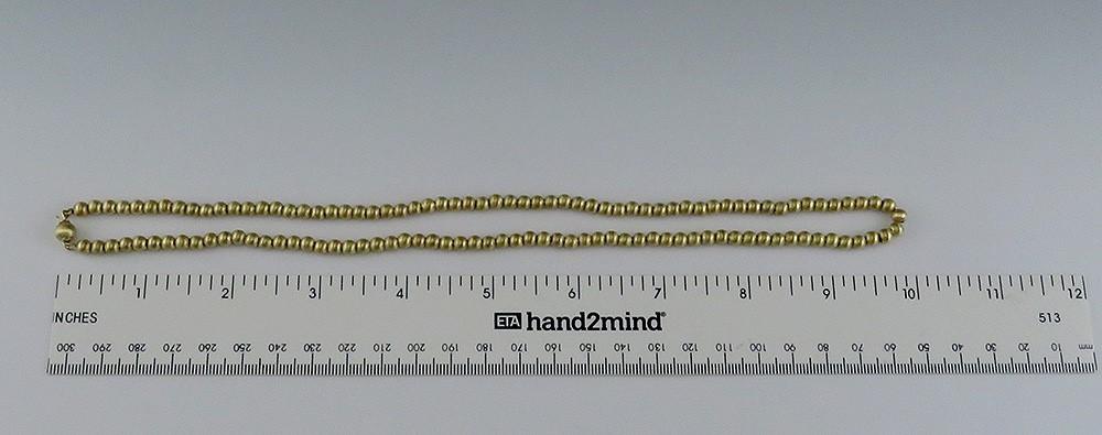 Stunning 14k Yellow Gold Brushed Texture Florentine Finish Beaded Necklace