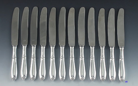 12 Lovely 1930s German Silver Luncheon Knives