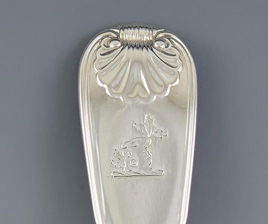 12 English Sterling 1815-1822 Eley Fearn Shell Place Dessert Oval Soup Spoons 7"