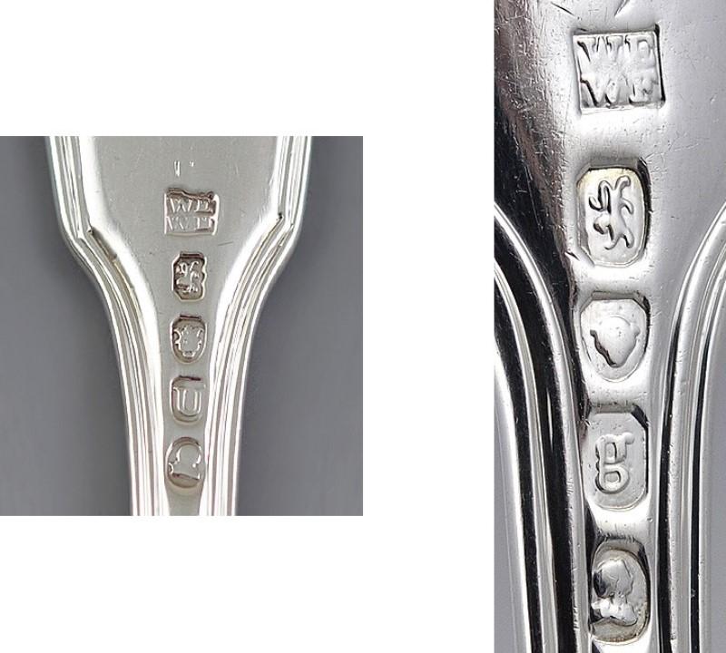 12 English Sterling 1815-1822 Eley Fearn Shell Place Dessert Oval Soup Spoons 7"