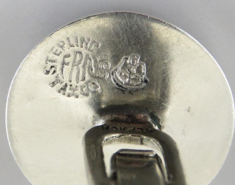 Vintage Taxco Mexican Sterling Silver Black Stone Dome Cufflinks
