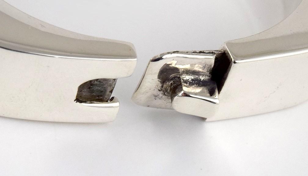 Stylish Mexican Sterling Silver Cuff Bracelet w/Brass Accents Size up to 6 3/4"