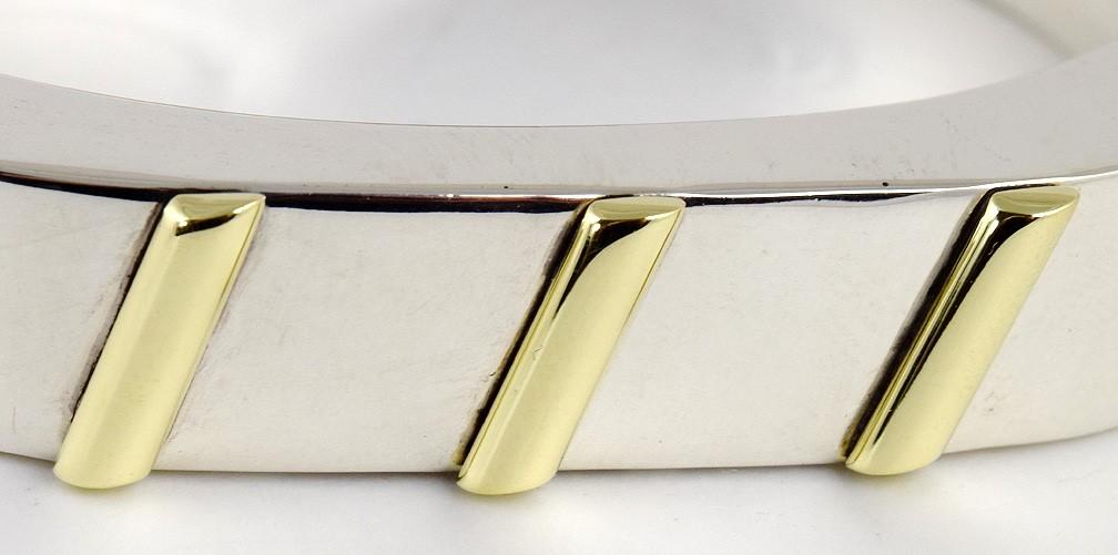 Stylish Mexican Sterling Silver Cuff Bracelet w/Brass Accents Size up to 6 3/4"