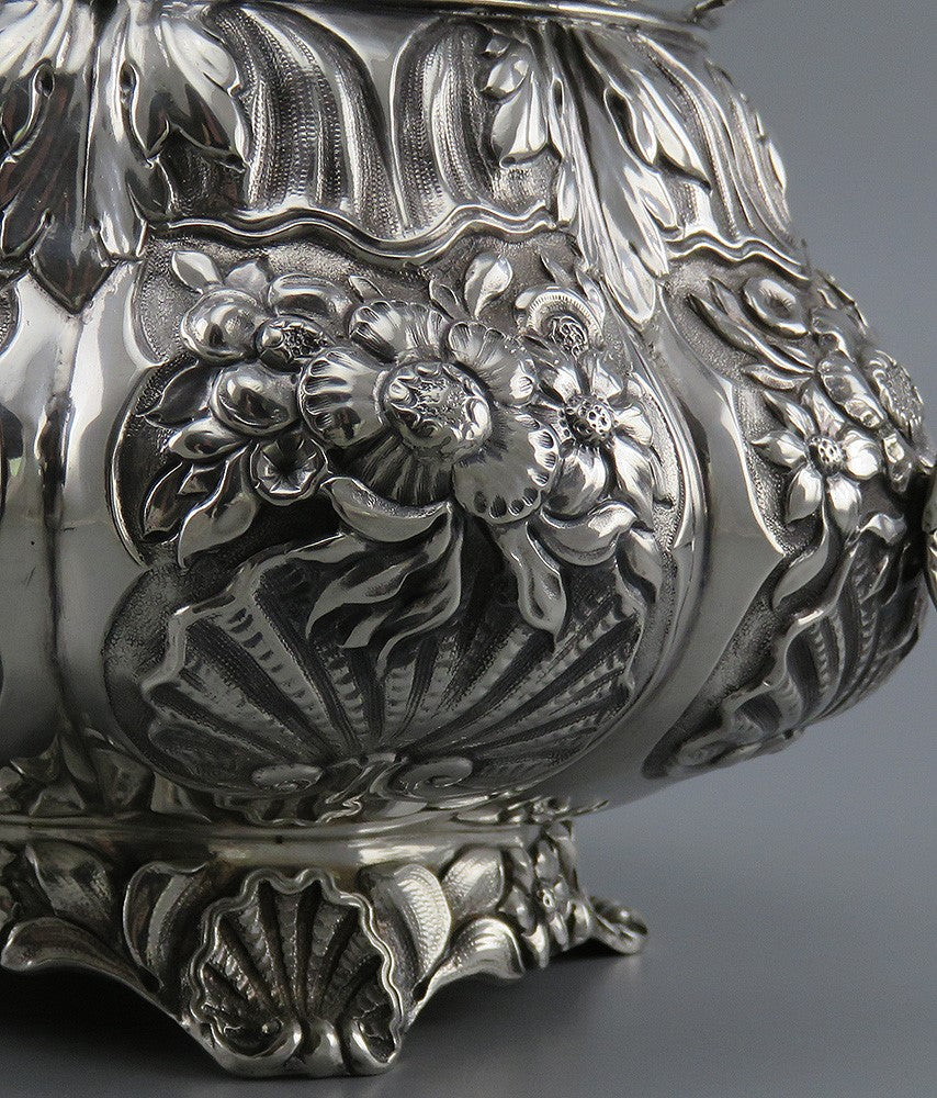 Antique 1832 English Georgian Sterling Silver Repousse Double Handle Bowl