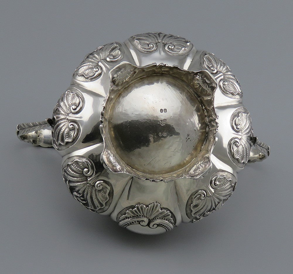Antique 1832 English Georgian Sterling Silver Repousse Double Handle Bowl