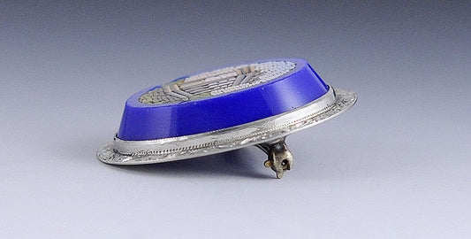 Antique 18k White Gold Italian Micromosaic Tesserae Columns Ruins Pin Brooch