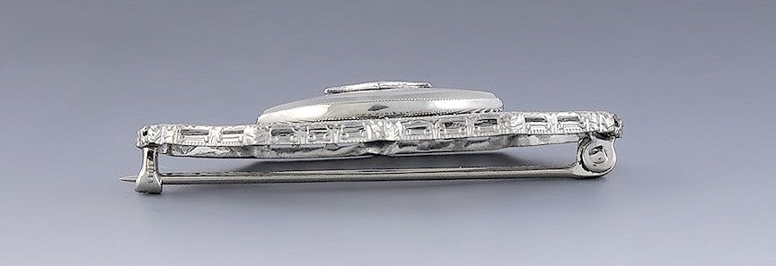 Elegant Antique c1915 14k White Gold Crystal & Diamond Brooch/Pin
