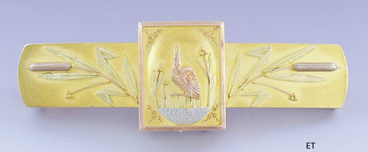 c1875 Beautiful Victorian 14k Multi Colored Gold Platinum Pin / Brooch