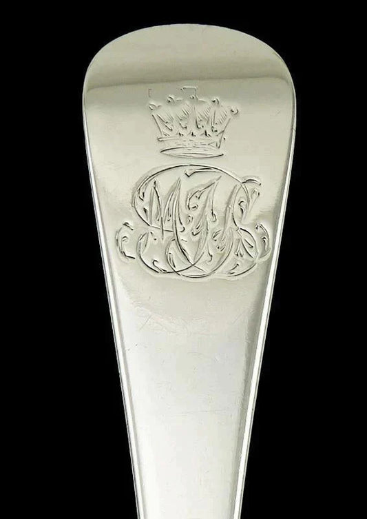Antique 1803 English Sterling Silver Royal Crest Gravy/Sauce Ladle 6 3/4"