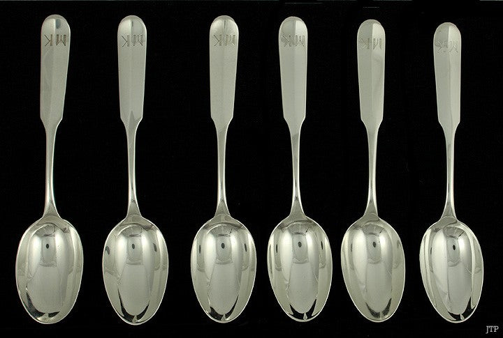 6 Antique 1925 Dutch 935 Sterling Silver Place Table Soup Dessert Spoons 7 1/8"