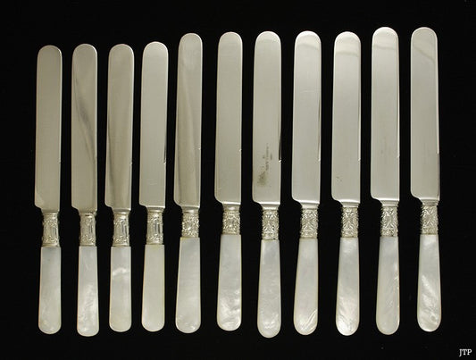 1880s 11 Silver and Mother-of-Pearl Knives