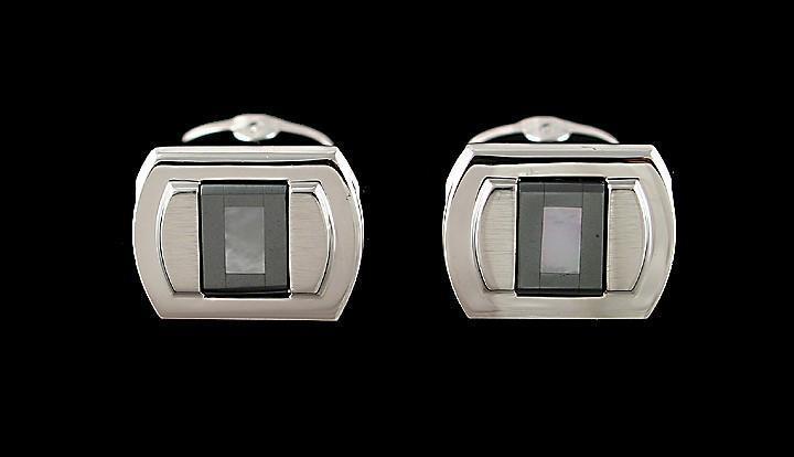 Sterling Silver Mother of Pearl Onyx Dolan Bullock Cufflinks