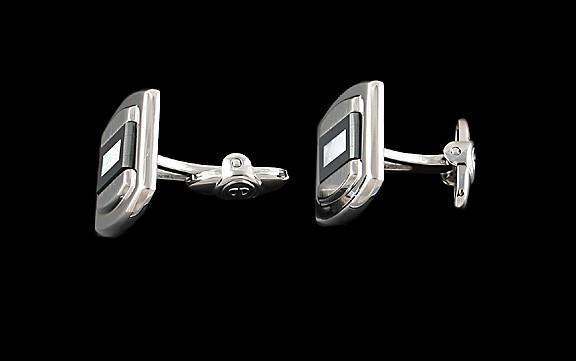 Sterling Silver Mother of Pearl Onyx Dolan Bullock Cufflinks