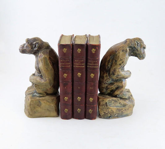 Clay Chimp Sculpture Bookends by Lora Woodhead Steere Acclaimed Paleontologist