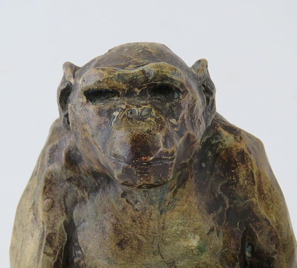 Clay Chimp Sculpture Bookends by Lora Woodhead Steere Acclaimed Paleontologist