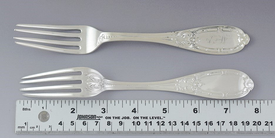 c1850s Fab set 11 American Coin Silver Albert Coles Jenny Lind Dinner Forks