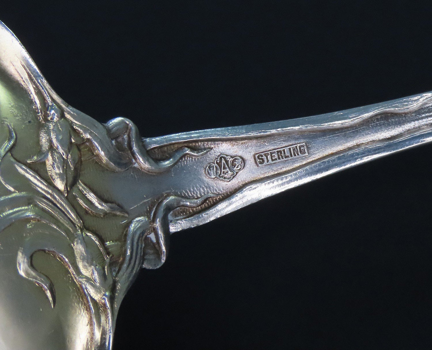 Alvin Majestic Art Nouveau Sterling Silver Serving Spoon 9 Inches