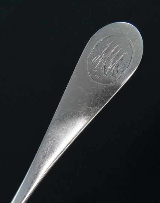 1793 Handsome Coin Silver Serving Spoon Daniel Dupuy 9 1/4 Inches