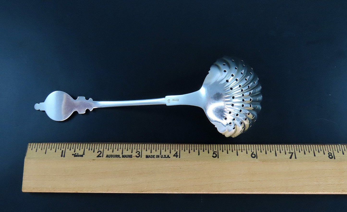1855 Small American Coin Silver Pierced Ladle Fluted Gilded Bowl 6 1/8"