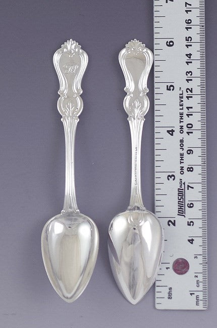 c1825-1855 12 American Coin Silver Prince Albert Teaspoons by Conrad Bard