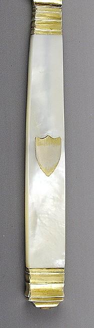 Excellent Set of 12 Mother of Pearl & Gold Washed Silver Knives