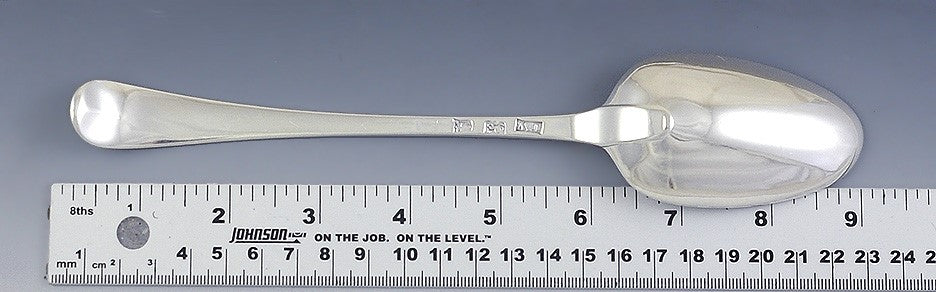 Antique 1770s English Georgian Sterling Silver Soup Table Serving Spoon