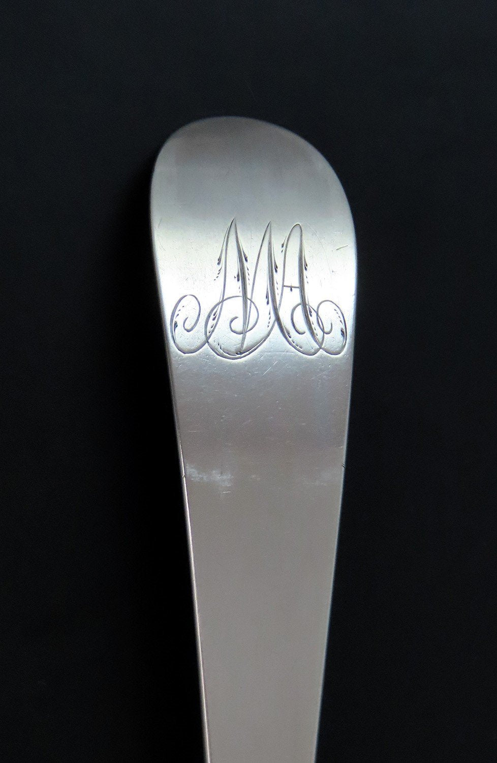 c1790 Handsome Coin Silver Serving Spoon Samuel Richards Maker 9"