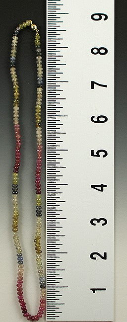 Sweet Multicolor Sapphire Bead Necklace 14k Gold Clasp