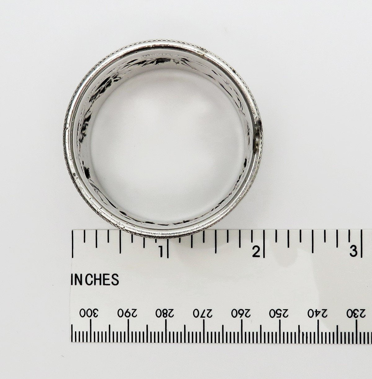 Beautiful c1850s American Coin Silver Hand Chased Floral Napkin Ring