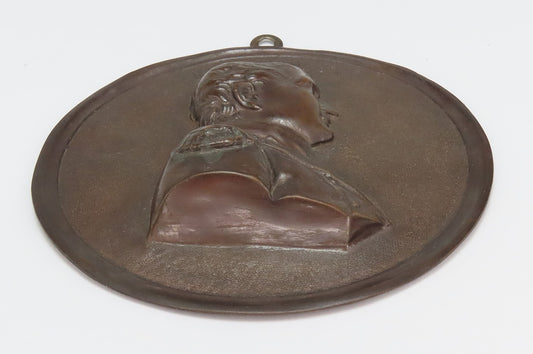 Neat Antique Late 1800s Copper Napoleon Wall Hanging Plaque Medallion