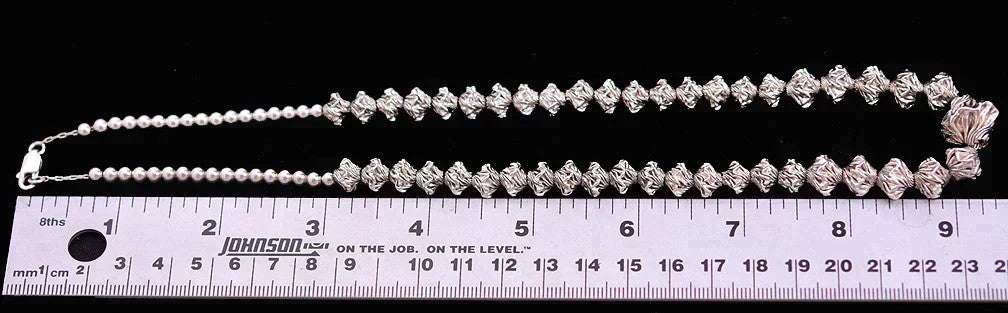 Fantastic Italian Sterling Silver Graduated Twisted Bead 19" Necklace