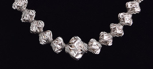 Fantastic Italian Sterling Silver Graduated Twisted Bead 19" Necklace