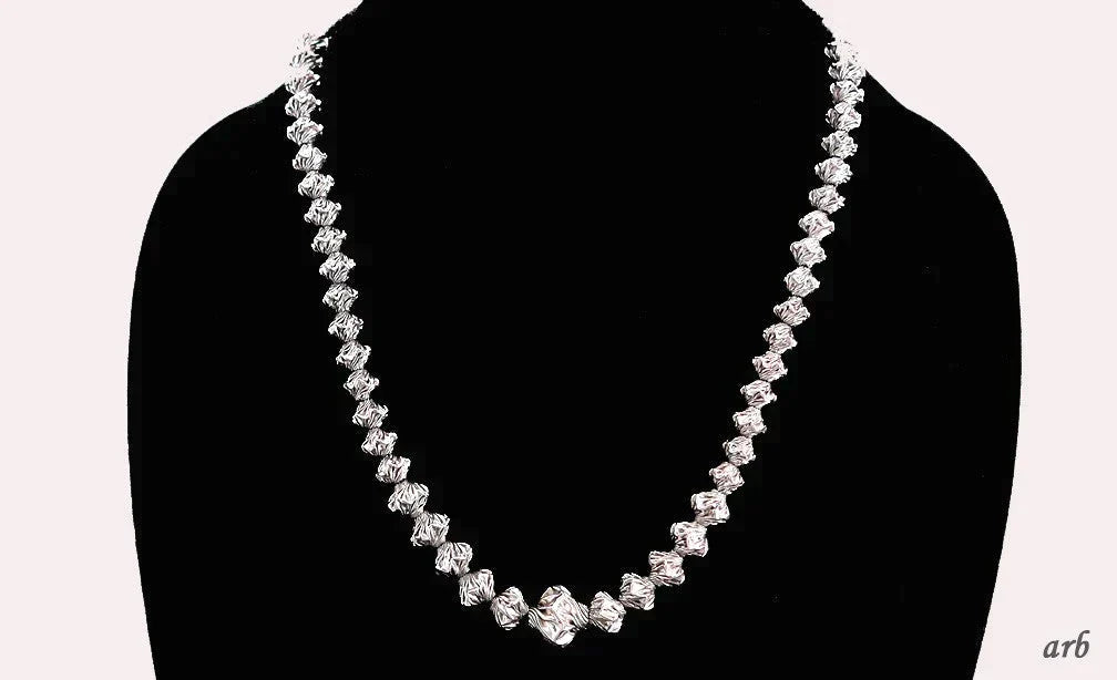 Fantastic Italian Sterling Silver Graduated Twisted Bead 19" Necklace
