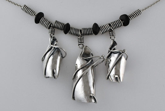 Modern Handmade Sterling Silver Necklace Oxidized Finish