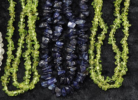 3 Genuine Tumbled Stone Beaded Necklaces Peridot Iolite Genuine Stones