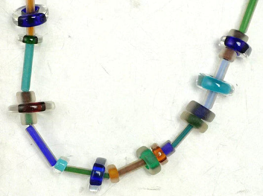 3pc Glass Beaded Necklaces and Bracelet Colorful Sterling Clasps and Charms