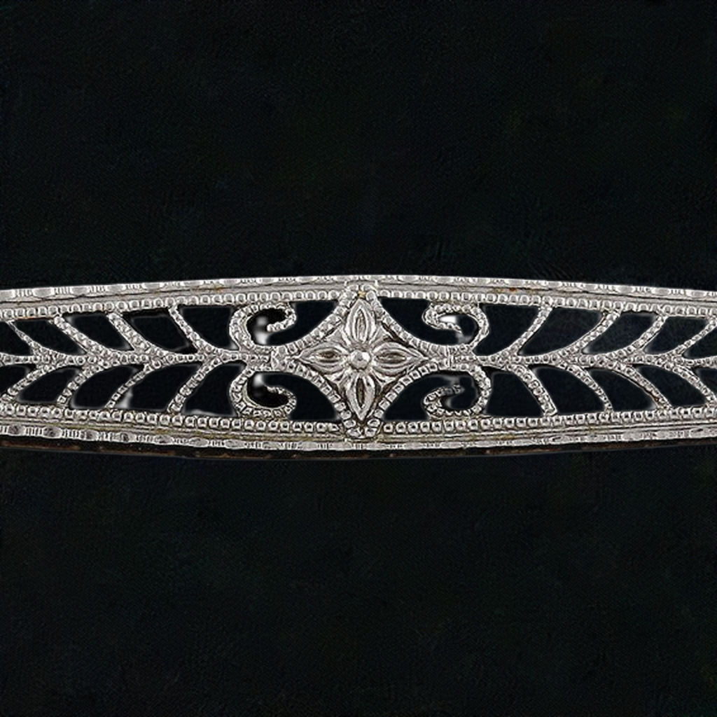 Antique Taylor Co 14k Gold Milgrain Finish Filigree Bar Pin Brooch
