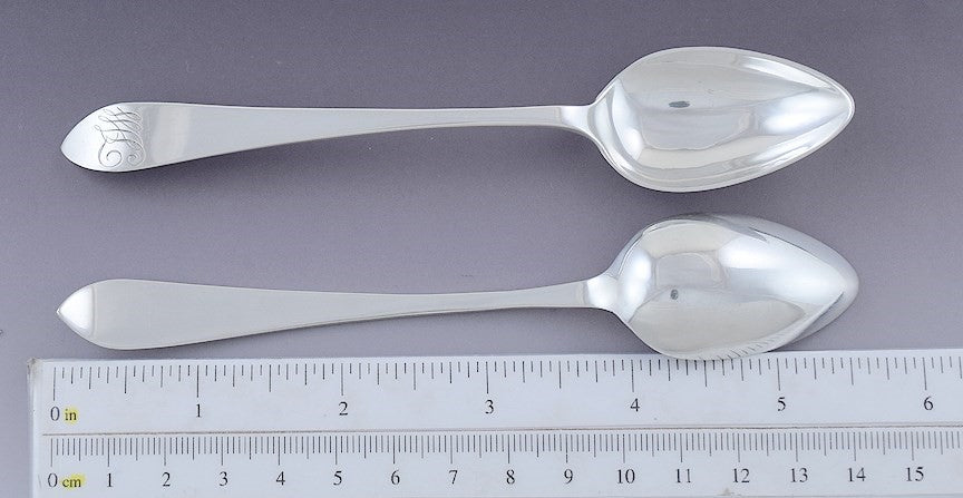 c1780s-1790s Rare set 12 American Coin Silver Coffee Spoons
