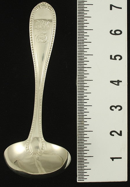 1860s Antique Crosby Hunnewell Morse Sterling Silver Beaded Gravy Sauce Ladle